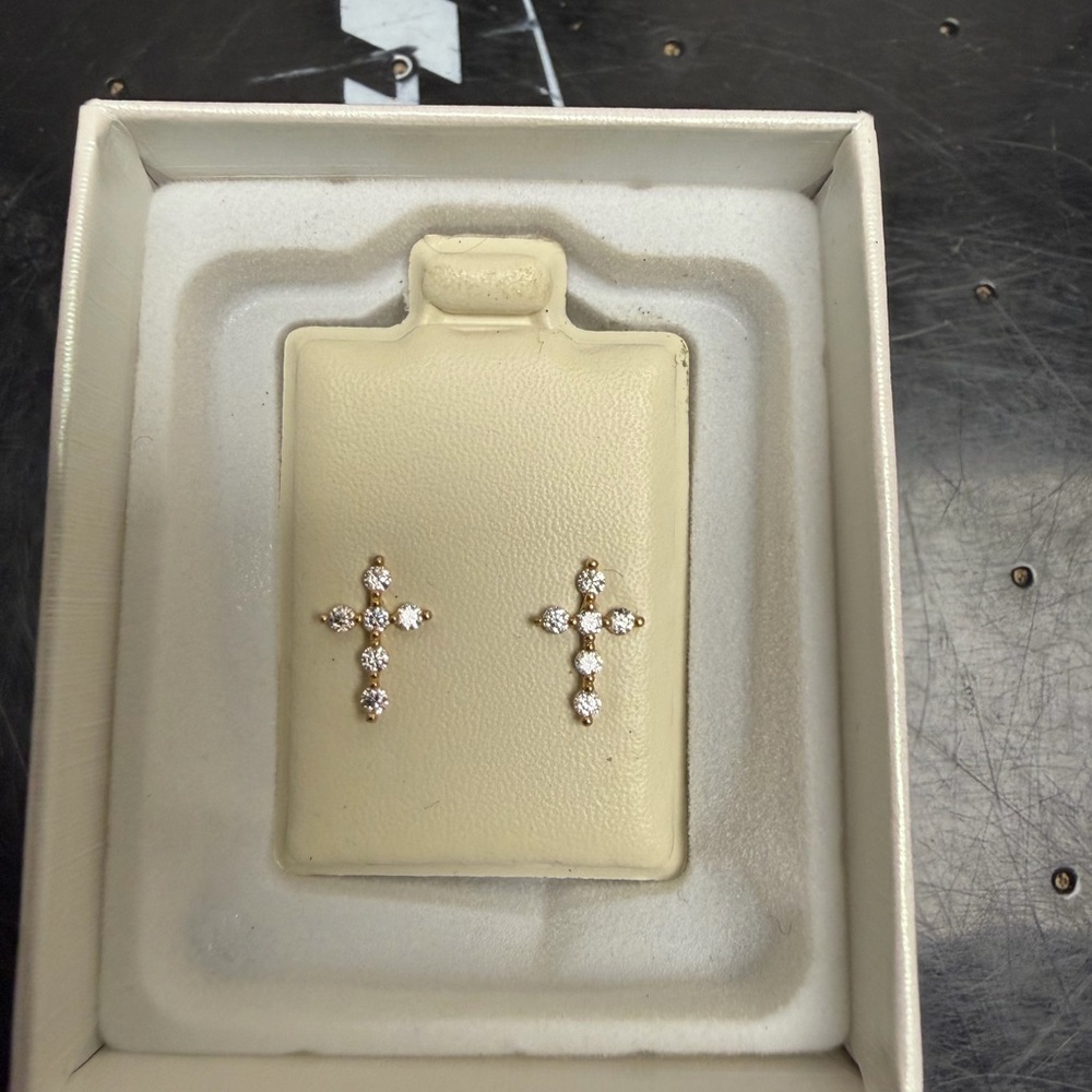 Elegant Gold and Silver Cross Earrings 10k gold